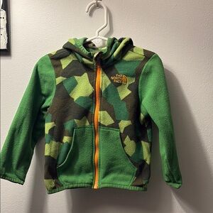 The North Face Kids Green and Orange Camo Hoodie